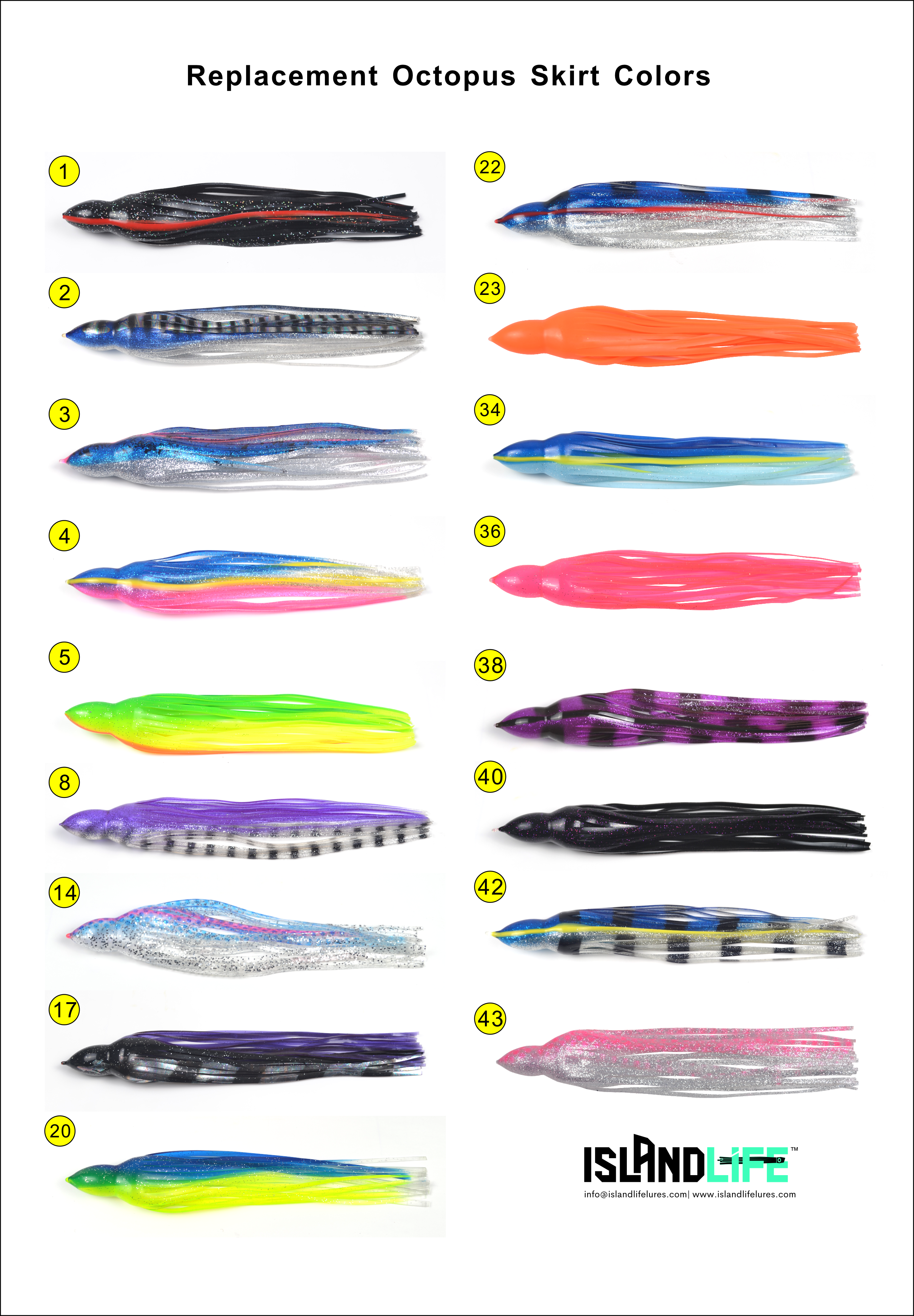 Replacement 8.5 skirts for lures - Island Life Lures
